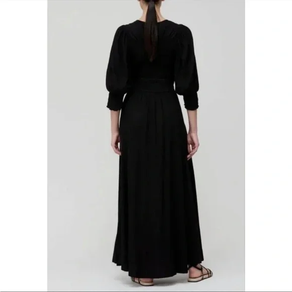 Free People String of Hearts Front Tie Button Down Maxi Dress | Black | … - Picture 3 of 11